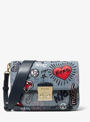 sac michael kors sloan denim|Sloan Editor Embroidered Denim Shoulder Bag .